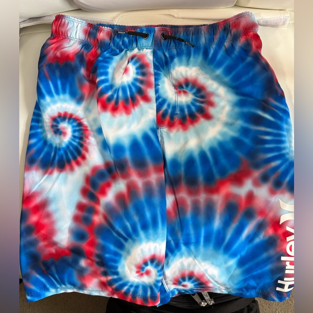 Hurley Red and Blue Tie-Dye Shorts